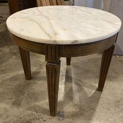 Classy Round Vtg. Marble Top Accent Table