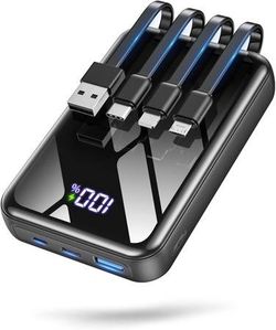 new Portable Charger Power Bank 50000mAh, 22.5W Fast Charging & 50% Smaller Battery Pack with Built-in Cables, Travel Camping 4 Outputs, LED Display f