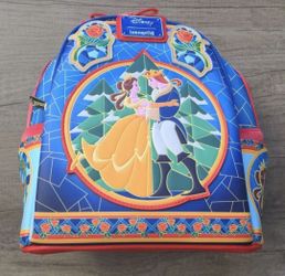 Disney Loungefly Beauty And The Beast Stained Glass Mini Backpack Christmas 2025