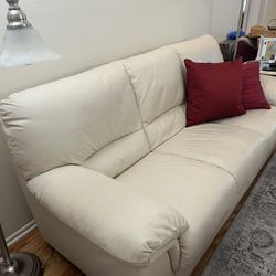 Cream Leather Sofa And Chair