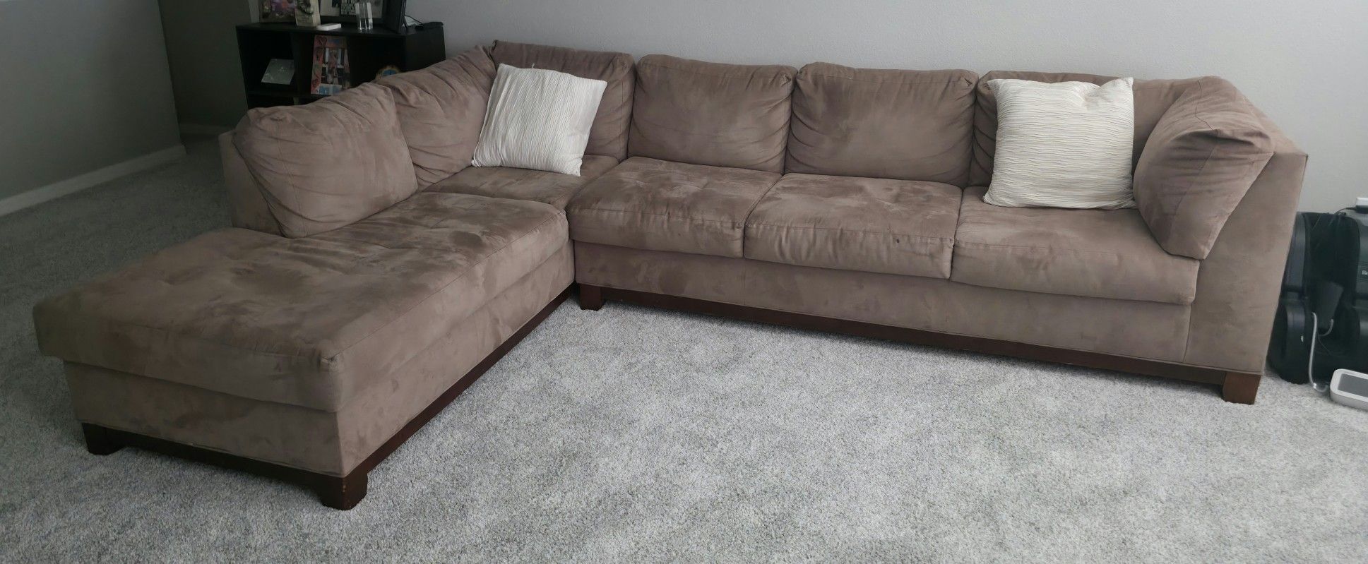 Brown Sectional Couch In Good Condition With Normal Wear