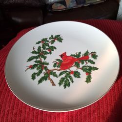 VINTAGE LEFTON HOLIDAY CHEER CARDINAL COOKIES PLATE 