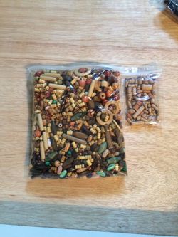 Wood beads and a bag of hand made beads Lot
