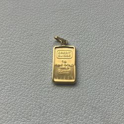 Credit Suisse 1 Gram 24k Bar In 18k Bezel ! 
