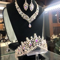 Tiara + Earrings + Necklace Set