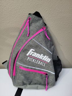 Franklin Pickleball Sling Bag, Gray with Pink Zippers / Pink Trim