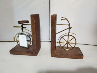 Metal & Wood Bicycle Bookends