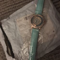 New  Stainless Steel With Leather Band Watch In Package Only $30 Takes It Now