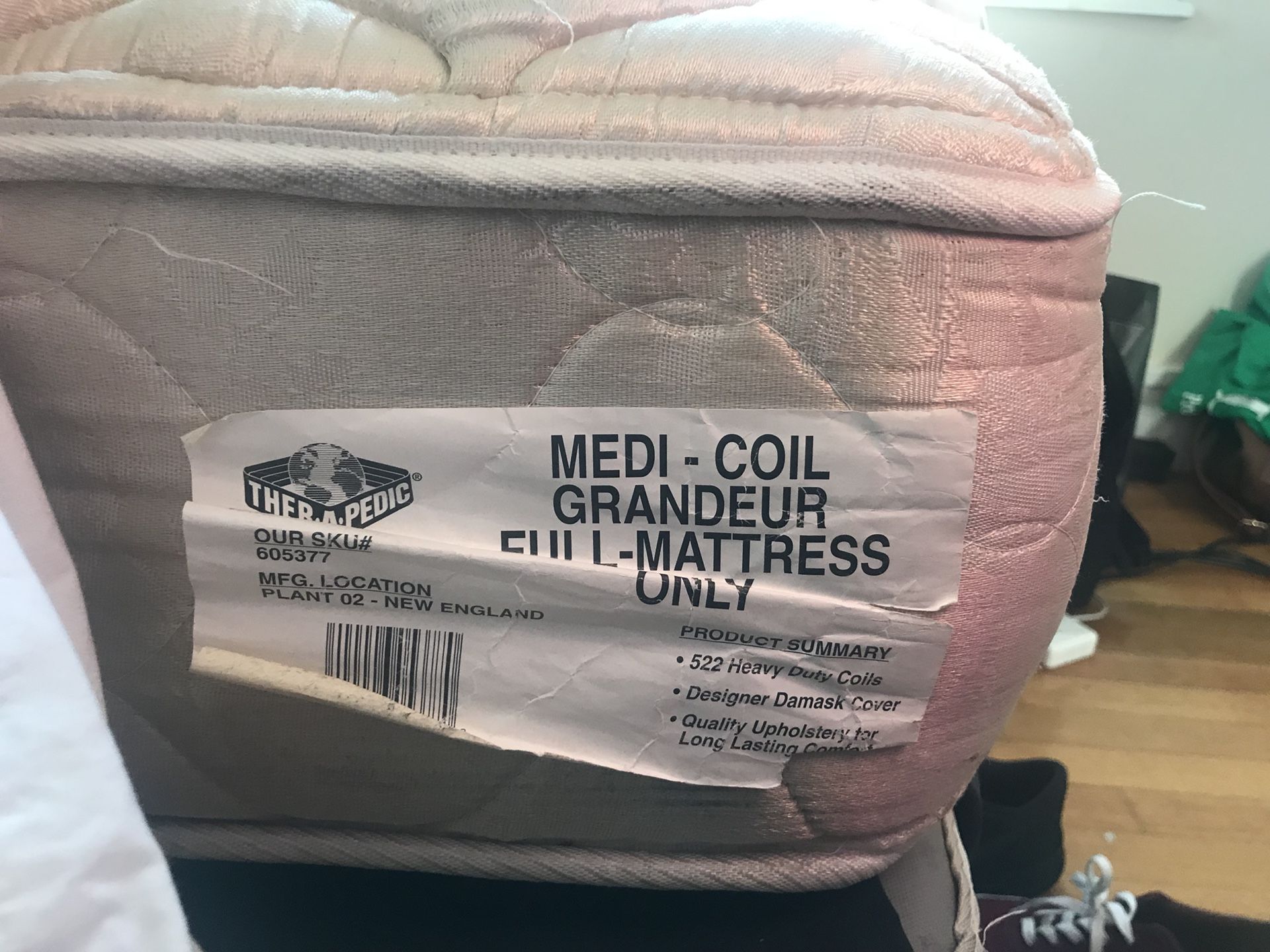 Ther-a-Pedic Mattress with Matching boxspring and bed-frame