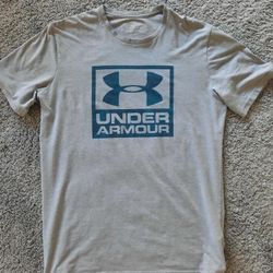 UNDER ARMOUR Shirt Mens Size Medium Pre Owned Good Condition  Gray Crew Neck Short Sleeve Gym Running Workout