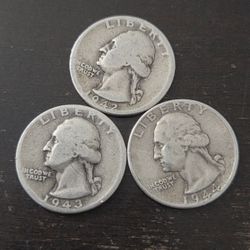 90% Silver Washington Quarters (lot of 3)