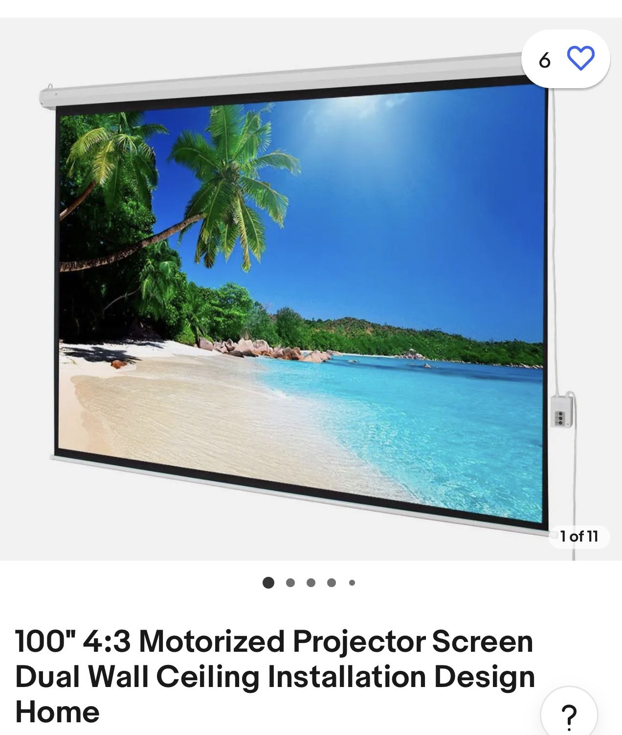 100" 4:3 Motorized Projector Screen Dual Wall Ceiling Installation Design Home