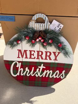 Merry Christmas Holiday Door Hanger Sign