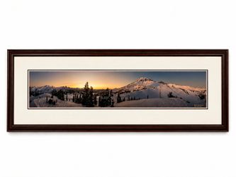 *SIGNED* Will Landon – “Mt. Rainier at Sunrise” Panoramic Photo Framed Art (1983 Bellevue) - 56x20