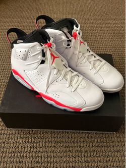 Air Jordan 6 Retro, White Red Black, Size 15