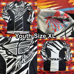 Fly Racing Jersey Youth Sz XL Black White F16 Graphic Long Sleeve Motocross