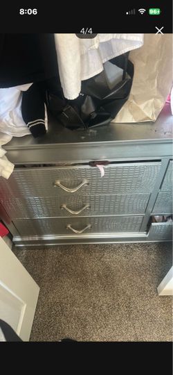Silver 3-Drawer Dresser with Textured Front