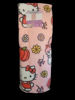 Hello Kitty & Friends Faux Fur Throw 50x70in - Fall Flowers