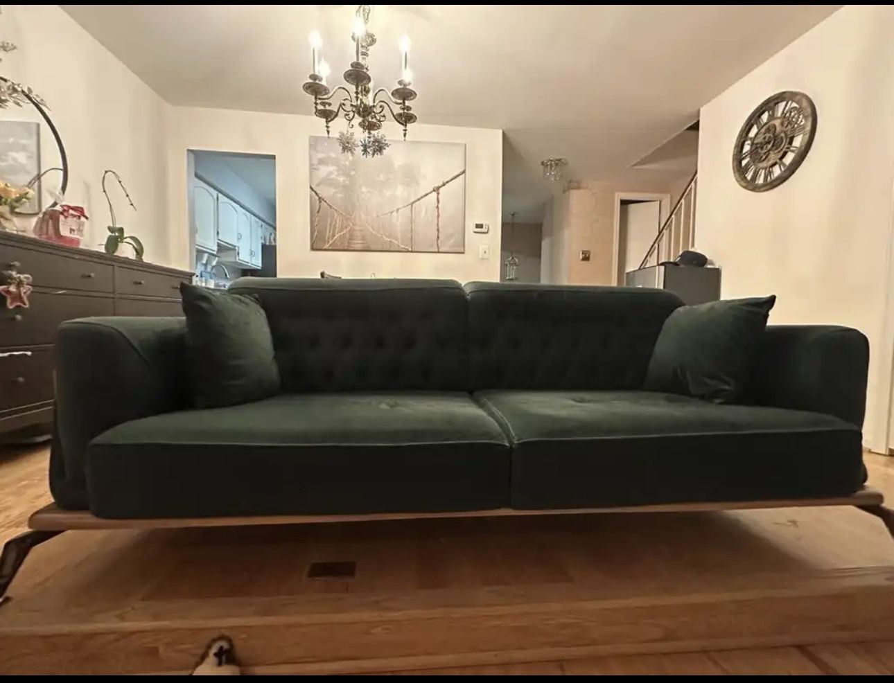 2 Dark Green Armchair And Sofa .