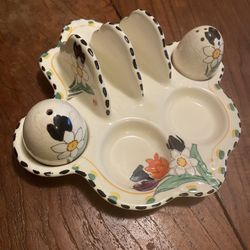 Antique 1930s Art Deco Burleigh Ware Hand-painted “Fragrance” Toast Rack with Salt & Pepper Shakers