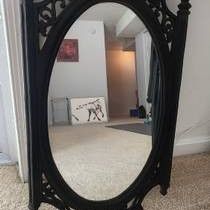 Antique Dark Wooden Mirror