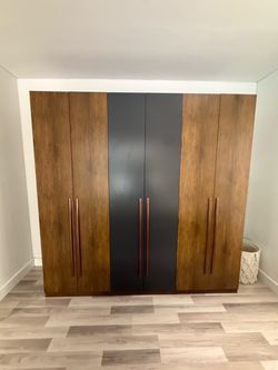 Large 6-Door Wardrobe with Copper Handles