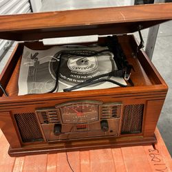 Crosley CR704D-PA Musician 3-Speed Turntable with Radio, Cd/Cassette Player, Aux-in and Bluetooth, P