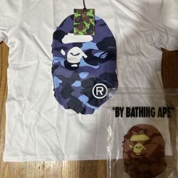 White and Blue A Bathing Ape (BAPE) T-Shirt - Large - Brand New!