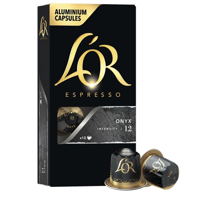 Espresso Capsules, 10 Count Espresso Onyx, Single-Serve Coffee Capsules Compatible with the L'OR BARISTA System & *Nespresso