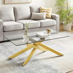 Mercer41 Modern Glass Coffee Table Gold Base $100 - OBO