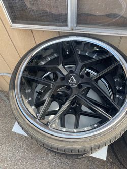 Azad Wheels 22" Black Chrome Rim with Tires 2 wheels