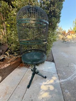 Antique Large Standing Vintage Bird Cage