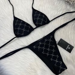 Black CC Diamond Bathing Suit 
