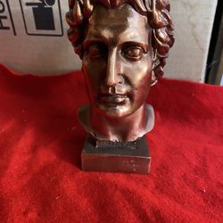 6 Inch Copper Plated Alabaster Greek Alexander Statue Imported From Greece  