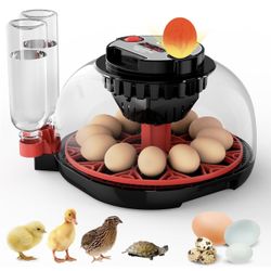 12 Egg Incubator with Automatic Egg Turning and Humidity Control, Intelligent Egg Incubator with Automatic Temp Egg Candler Air Vent, 360° Clear View,