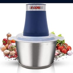 Electric Meat Grinder Food Processor and 4 Titanium Blades, 10 Cup 2L Stainless Steel Large Bowl for Vegetables Fruit Salad Onion Garlic Meat Ice 300W