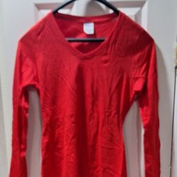 PORT & COMPANY WOMEN'S LONG SLEEVE T SHIRT RED