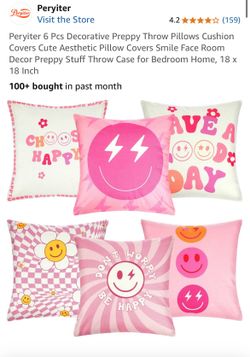 Peryiter 6 Pcs Decorative Preppy Throw Pillow Covers 