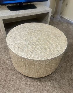 Anthropologie  Heavy Bone Inlay Mother of Pearl Coffee Table  details in photos asking for $800 retail price over$1,200 pickup Gaithersburg md20877