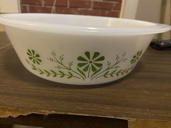 Glasbake 2qt Green Daisy Baking Dish J514