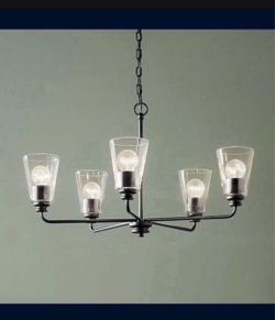 New in Box 5-Light Chandelier with Clear Glass in Black