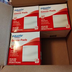 3 Boxes Gauze Pads 25 Count Equate