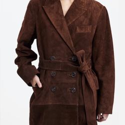 Madewell Suede Trench Coat (Alexa Chung Collection) – Dark Roast – New P 