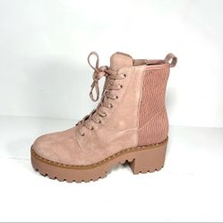 Vince Camuto Movelly Combat Boots Women’s 6 1/2 M Chunky Heel Malva Suede Studded