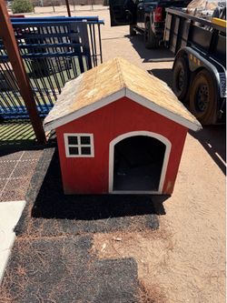 Red Wooden Barn Style Dog House