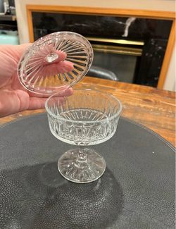 Crystal Glass Pedestal Candy Dish with Lid