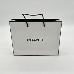 CHANEL White Black Shopping Gift Paper Bag 10" x 8" x 3" 100% Authentic