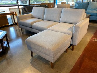 BURROW Nomad Sofa with Ottoman in Crushed Gravel