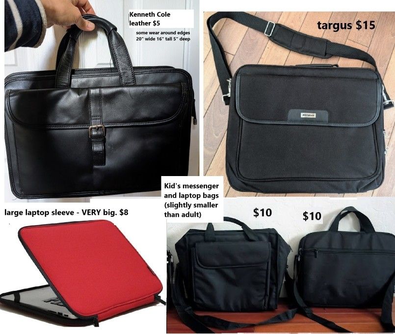 laptop bag briefcase bookbag jumbo notebook tablet sleeve case ($5-$10 each) messenger child kid