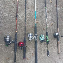 (5) fishing rods and reels